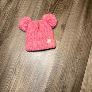Pink Knit Pom-Pom Beanie for Kids